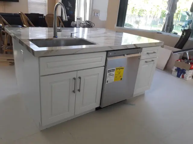 Walk-in shower with built-in bench seat