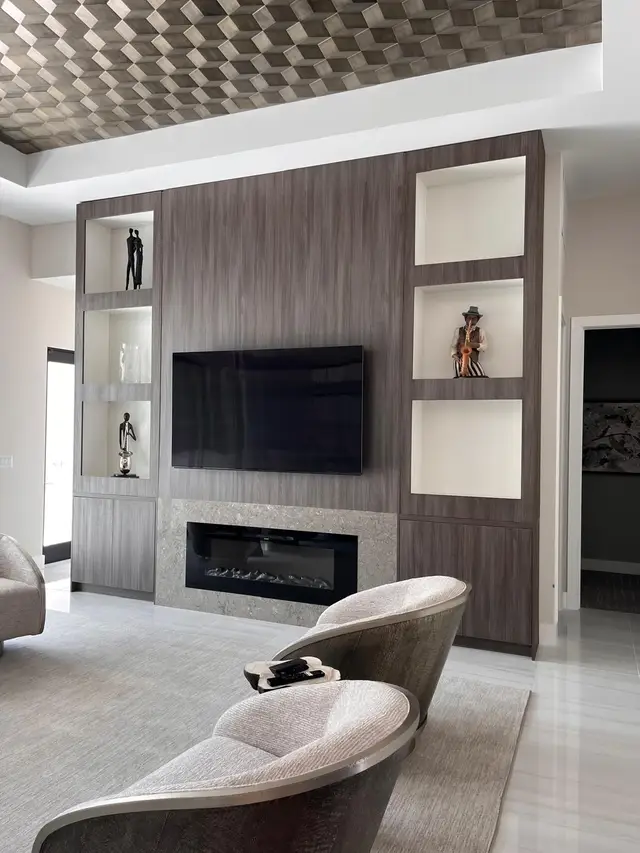 Custom built-in media wall with electric fireplace